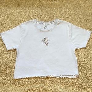 Urban Outfitters Cherub Angel Lace Crop Top Baby Tee